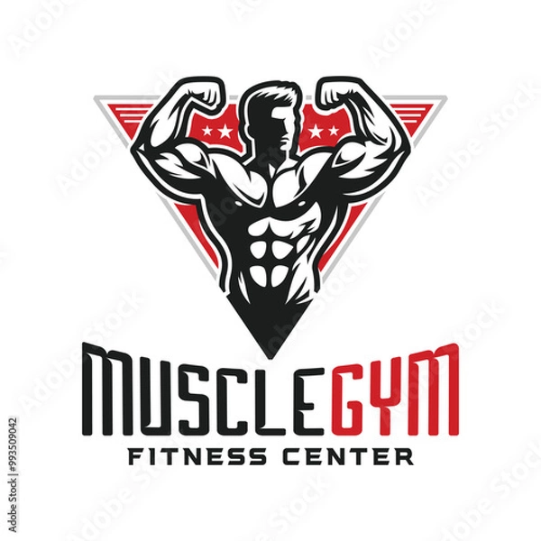 Obraz Dynamic Gym Branding Logo Featuring Fitness Elements