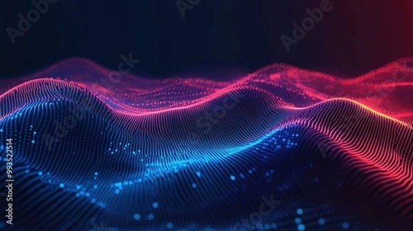 Fototapeta Abstract Red Blue Digital Wave