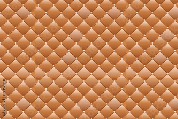 Obraz Brown upholstery leather texture withe beads background. Vector illustration.