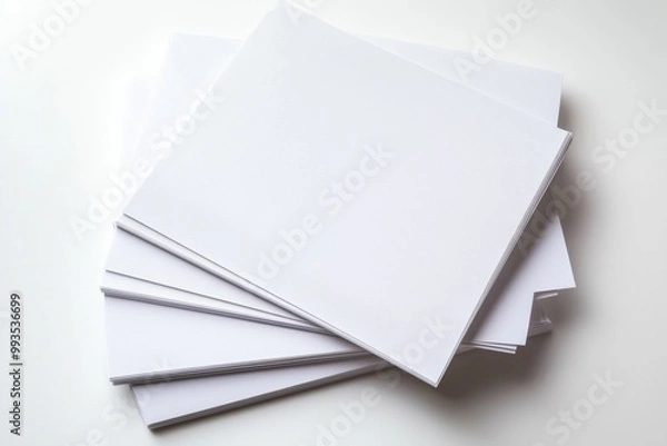 Obraz Blank A4 Stacked Paper Mockup isolated created with Generative AI