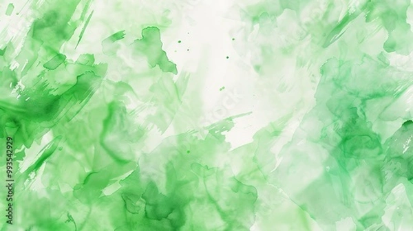 Obraz An abstract watercolor background featuring green brushstrokes, creating a calming and artistic design with a gradient effect