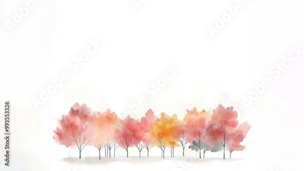 Fototapeta Simple and elegant abstract trees and leaves watercolor background, white background, horizontal banner.
For card, invitation, web, social media, presentation, slide show, marketing, advertising.