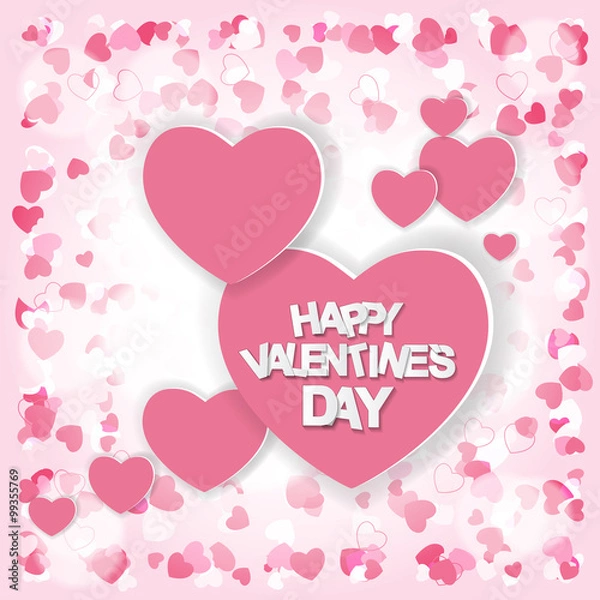 Fototapeta Happy Valentines Day Card. Vector Illustration.