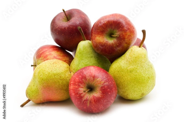 Fototapeta apples and pears on white background