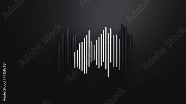 Fototapeta A minimalistic soundwave design featuring vertical white lines on a dark background.