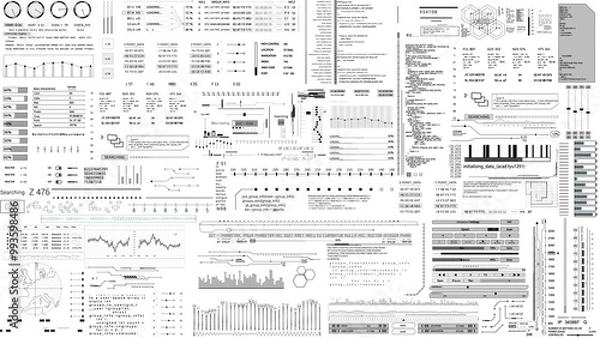Fototapeta user interface infographic elements HUD technological . white background Texture.HUD 2GFX Technology Sci Fi 2D texture.2