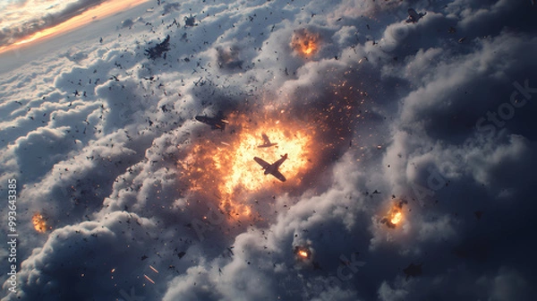 Obraz Generative AI, Fierce WWII Fighter Plane Showdown