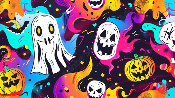 Fototapeta ハロウィンのカラフルな背景素材