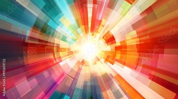 Fototapeta Abstract background with colorful lines and light radiating from the center.
