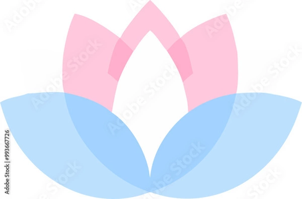 Fototapeta beautiful lotus, with shadows, detailed, icon colored shapes