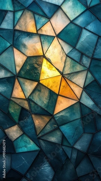 Fototapeta Light green and yellow geometric shapes forming a sharp and minimalistic