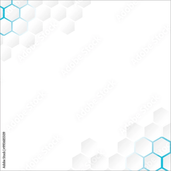 Obraz Abstract. Hexagon white background , blue light and shadow. Vector.