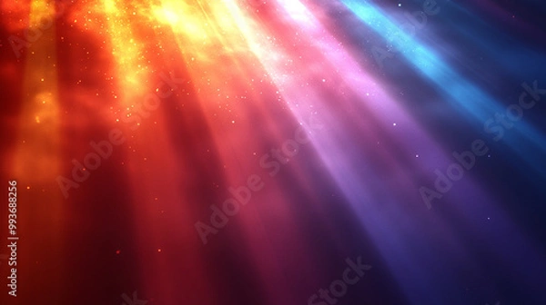 Fototapeta vibrant display of light rays passing through a prism, creating a mesmerizing spectrum of colors. The abstract composition symbolizes clarity, transformation, and the interconnectedness of energy and 