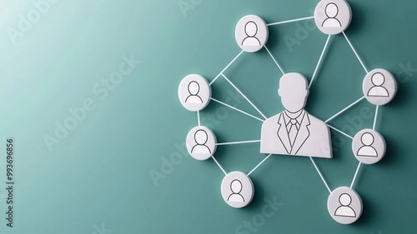 Fototapeta 3D medical network map showing connections between different care providers, advanced healthcare system, global network,