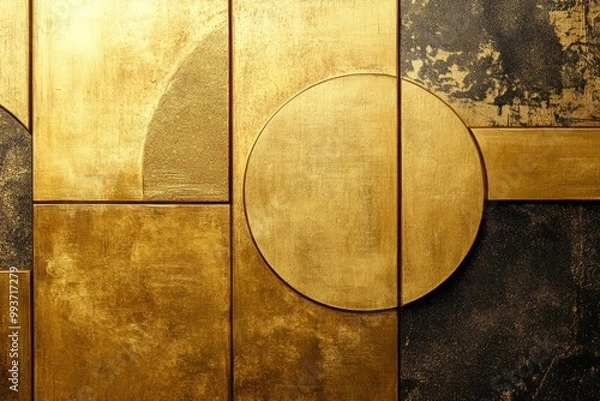 Fototapeta Abstract gold pattern with bold geometric shapes, modern design with metallic textures, luxurious and artistic