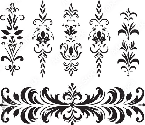 Fototapeta Floral Decorative elements silhouette vector illustration