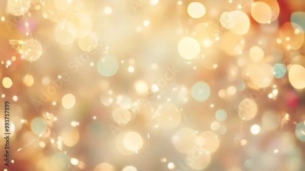 Fototapeta A dreamy cream background with bokeh and vibrant festival lights evokes joy and celebration.