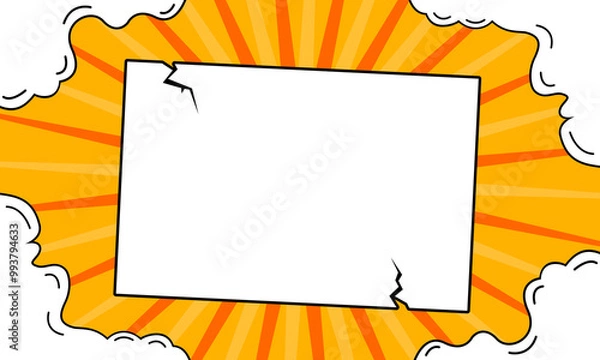 Obraz Comic background with information board. Colorful comic pop art background with cloud illustration.