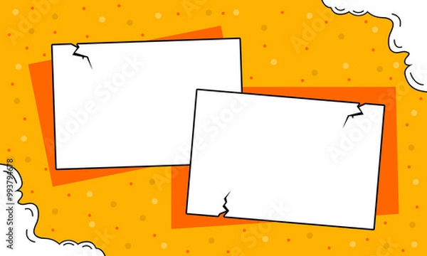 Obraz Comic background with information board. Colorful comic pop art background with cloud illustration.