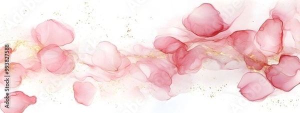 Obraz A soft, pink alcohol ink painting with rose petals flowing in the wind, creating an ethereal and dreamy atmosphere