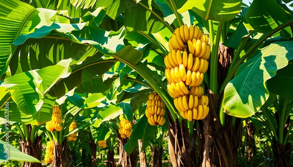 Fototapeta Ripe bananas on a banana tree.