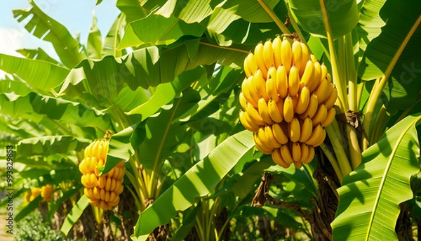 Fototapeta Ripe Bananas on a Banana Tree.