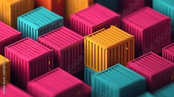 Fototapeta Cargo Containers Lost in a Digital Maze