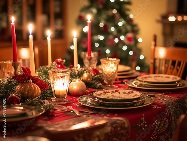 Obraz christmas table setting