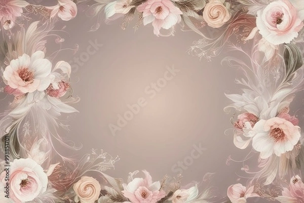 Fototapeta Ethereal Floral Swirls in a Soft and Dreamy Seamless Arrangement Backdrop