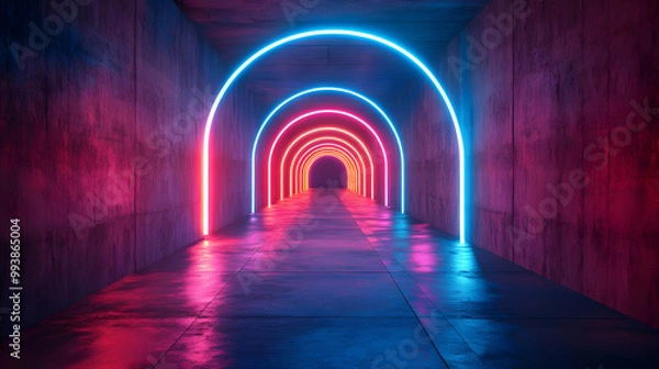 Obraz Neon Lights Tunnel 3D Illustration