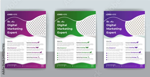 Fototapeta Business Leaflet Brochure Flyer template Design Set. A4 flyer design template for print.