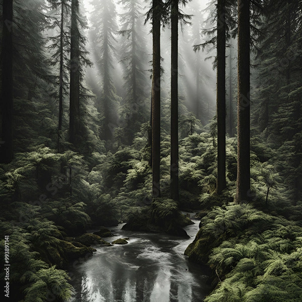 Fototapeta fog in the woods