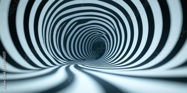 Fototapeta Mesmerizing trippy glitch art from the Twilight Zone. A spiral texture in black and white.