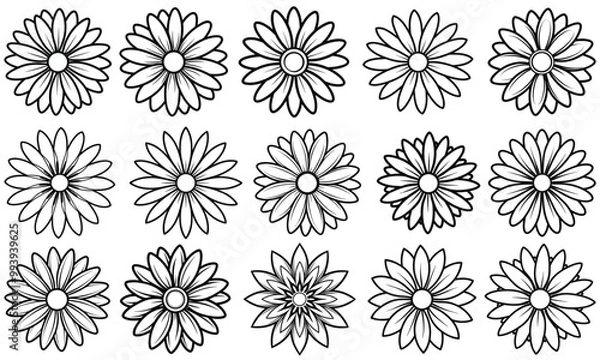 Fototapeta Daisy Coloring Page for Kids, Delightful Baby Animal in Outline Drawing, Perfect for Children’s Activity Books and Toddler Fun. Isolated on White Background for Early Art Skills.