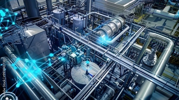 Obraz Envision an oil refinery where SCADA systems are automating hazardous processes, reducing human intervention and increasing safety