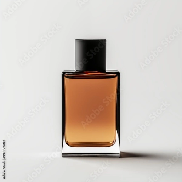 Fototapeta A stylish perfume bottle set on a pristine white background, showcasing its elegant shape and luxurious appeal.