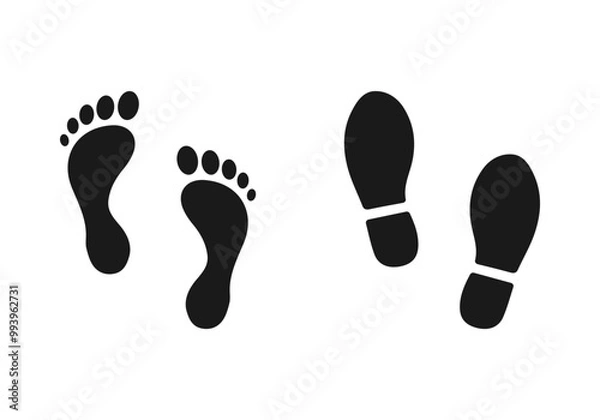 Fototapeta Set of different human footprints icon vector illustration