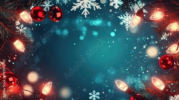Obraz christmas lights bokeh  background