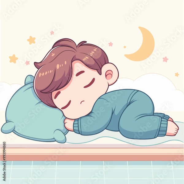 Fototapeta Cute Boy Sleeping Vector Illustration