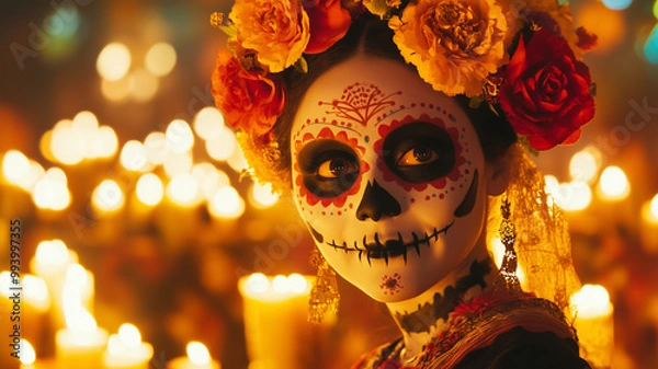 Fototapeta Host a screening of popular films related to Día de los Muertos, such as Coco or The Book of Life, followed by a discussion on the cultural significance of the holiday. Ai generated