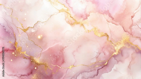Fototapeta Pink marble texture with golden veins, luxurious abstract background for elegant design projects