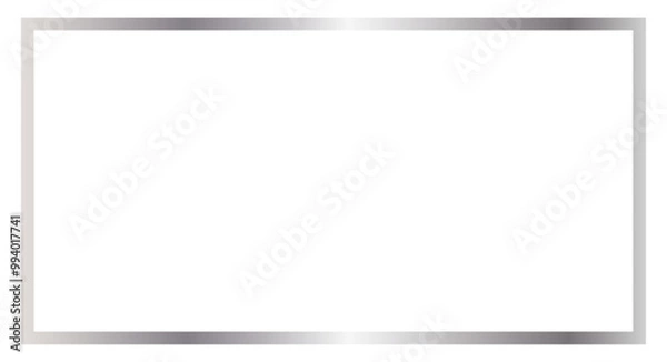 Fototapeta Shiny silver frame isolated on a transparent or white background. Vector design with glossy metallic border.