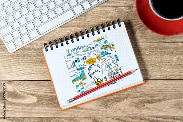 Fototapeta Business workplace with stuff