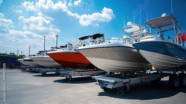 Obraz Row of Boats on Trailers