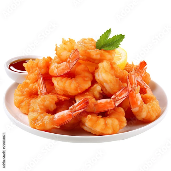 Fototapeta Fried shrimp isolated on transparent background