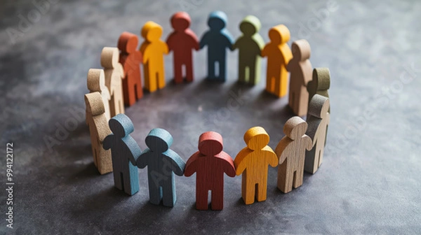 Obraz DEI, Diversity Equity And Inclusion Concept. People Figures in Various  Settings. Team Work, Diverse Culture