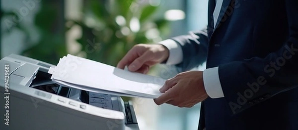 Obraz Businessman Using a Printer
