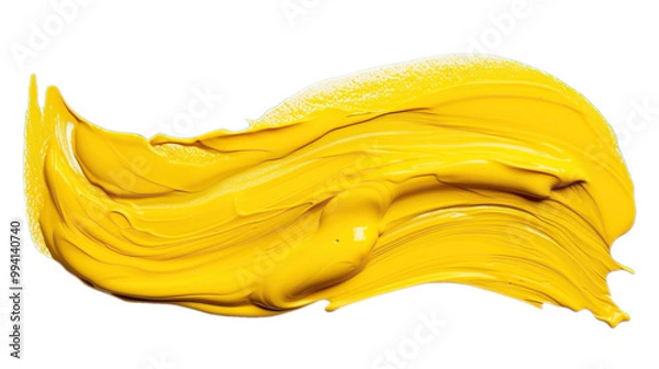 Fototapeta Abstract Yellow Paint Swirl on Black Background