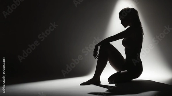 Fototapeta silhouette of a person in a room