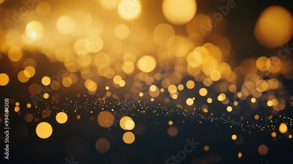 Fototapeta Golden shimmering bokeh effect with soft glowing lights creating a magical atmosphere in a gradient of warm hues